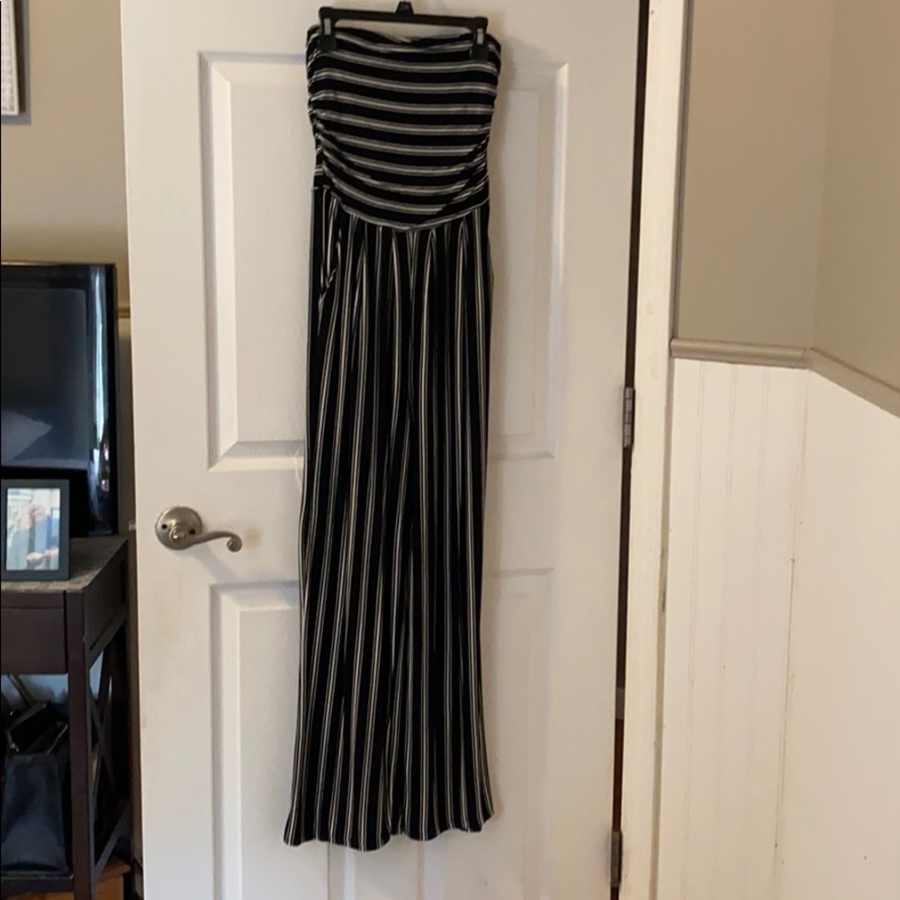 Staples stripped jump suit
